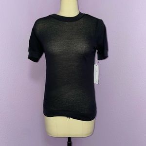 Indigenous Black Crepe Ringer Tee Top